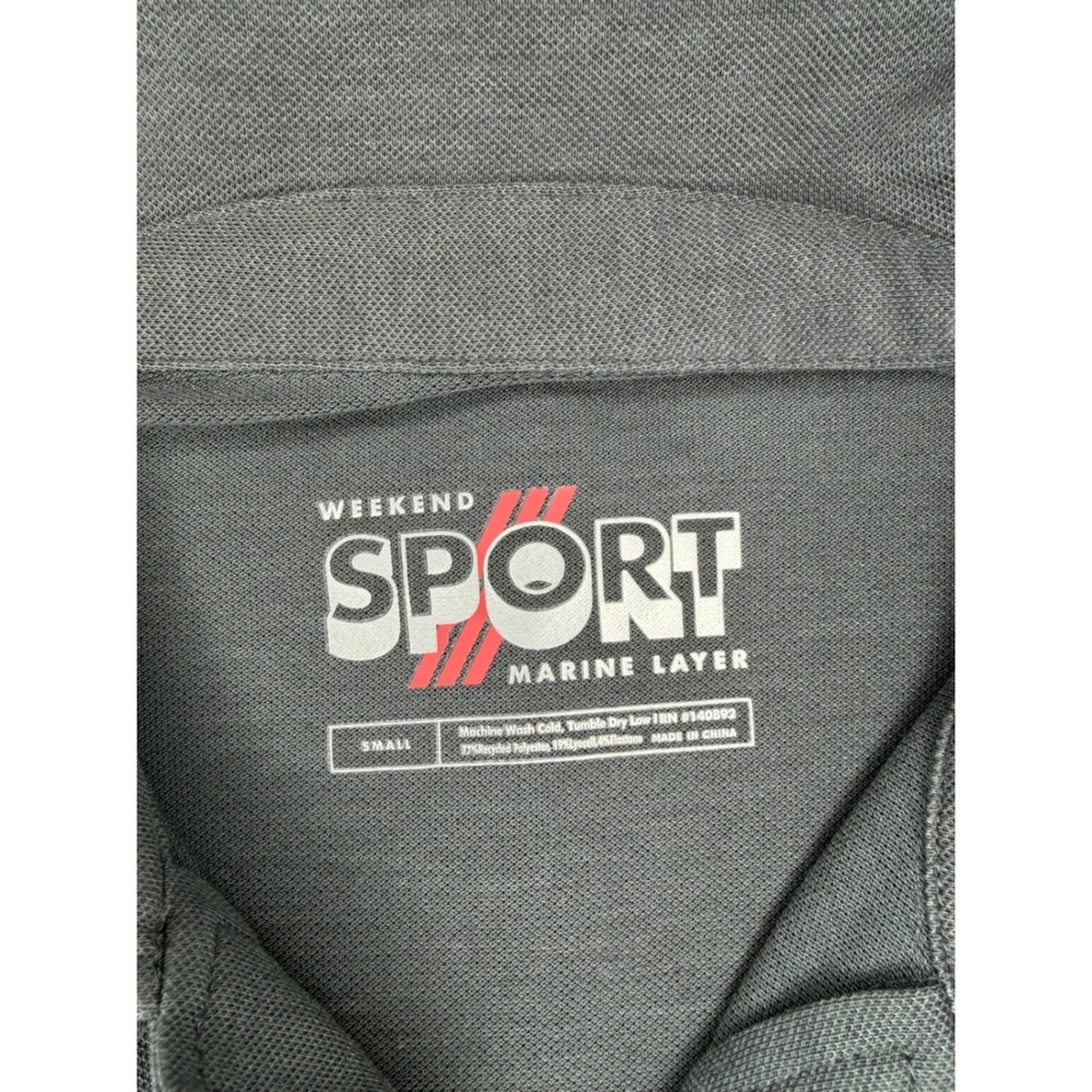 Marine Layer Weekend Sport Polo Shirt Mens Small Gray Pique Pocket 14975 - Picture 3 of 8